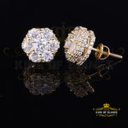 King of Bling's 2.00ct Cubic Zirconia 925 Yellow Silver Sterling Hip Hop Floral Women's Earrings KING OF BLINGS