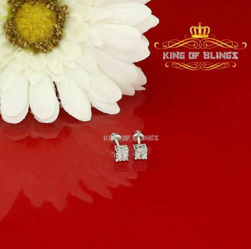 King of Bling's 0.34ct Cubic Zirconia 925 White Sterling Silver Women's Hip Hop Square Earrings