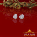 King of Blings- 925 White Sterling Silver 1.48ct Cubic Zirconia Men's & Women's Heart Earrings KING OF BLINGS