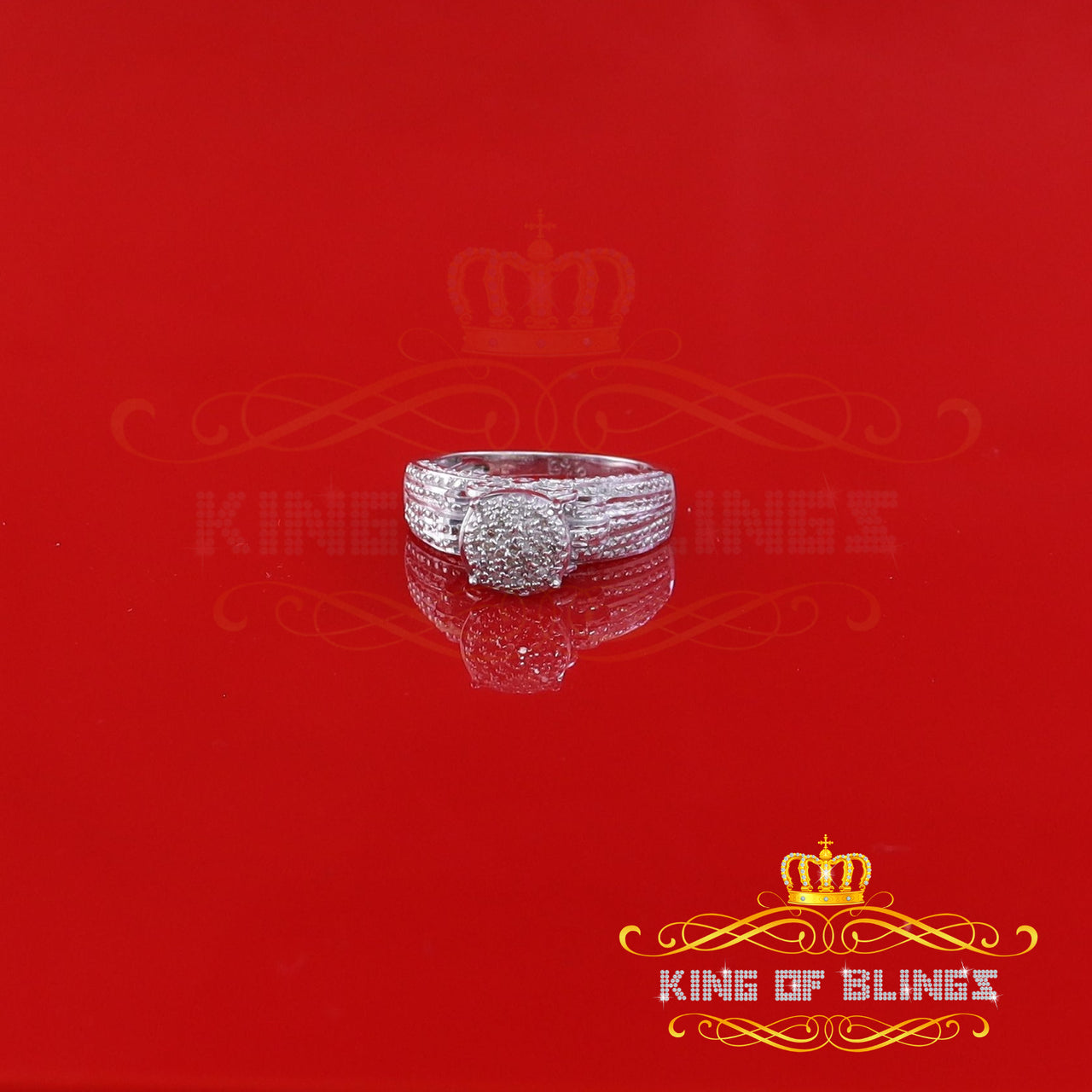 King Of Bling's 0.10CT Real Diamond 925 Sterling White Silver Fashion Round Womens Ring Sz 7