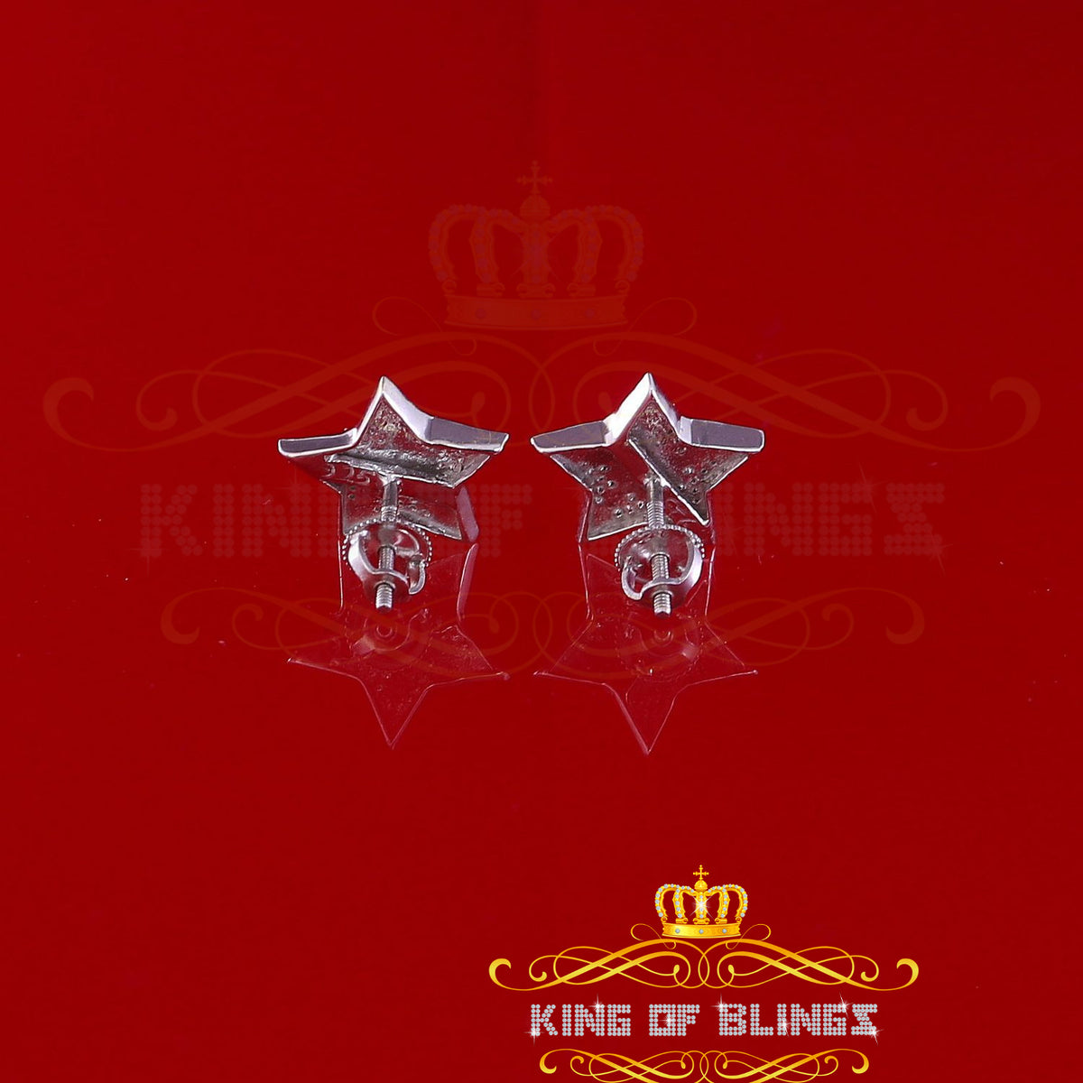 King Of Bling's 925 Sterling Silver White 0.25ct Diamond For Women's / Men's Stud Star Earrings KING OF BLINGS