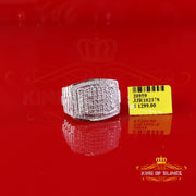 King Of Bling's Big White Real 0.40ct Diamond 925 Silver Engagement Rectangle Ring Men Size 10 King of Blings