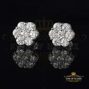 King of Blings- 925 Silver White 1.56ct Cubic Zirconia Hip Hop Floral Women's & Men's Earrings KING OF BLINGS