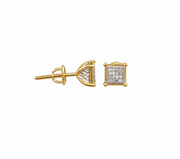 King Of Bling's 0.10ct Diamond Collection Yellow 925 Sterling Silver Women & Men Square Earrings KING OF BLINGS