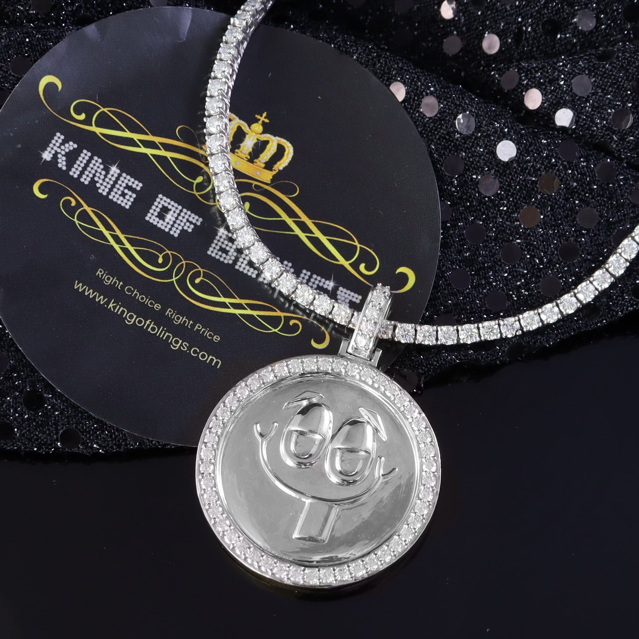 King Of Bling's White Sterling Silver FASHION CHARM Necklace Pendant with 3.57ct Cubic Zirconia KING OF BLINGS