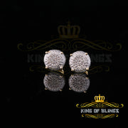 King of Blings-925 Sterling Silver 0.10ct Diamond For Women's & Men's Yellow Stud Round Earring KING OF BLINGS