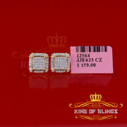 King of Bling's 925 Silver Sterling Yellow 0.72ct Cubic Zirconia Hip Hop Square Women's Earrings KING OF BLINGS
