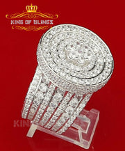 925 White Silver Cubic Zirconia 25.00ct Rapper Luxury Big Round Rings Men's Size12 KING OF BLINGS