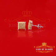 King Of Bling's 0.15ct Diamond Square Stud Earrings For Women White 925 Sterling Silver For Men KING OF BLINGS