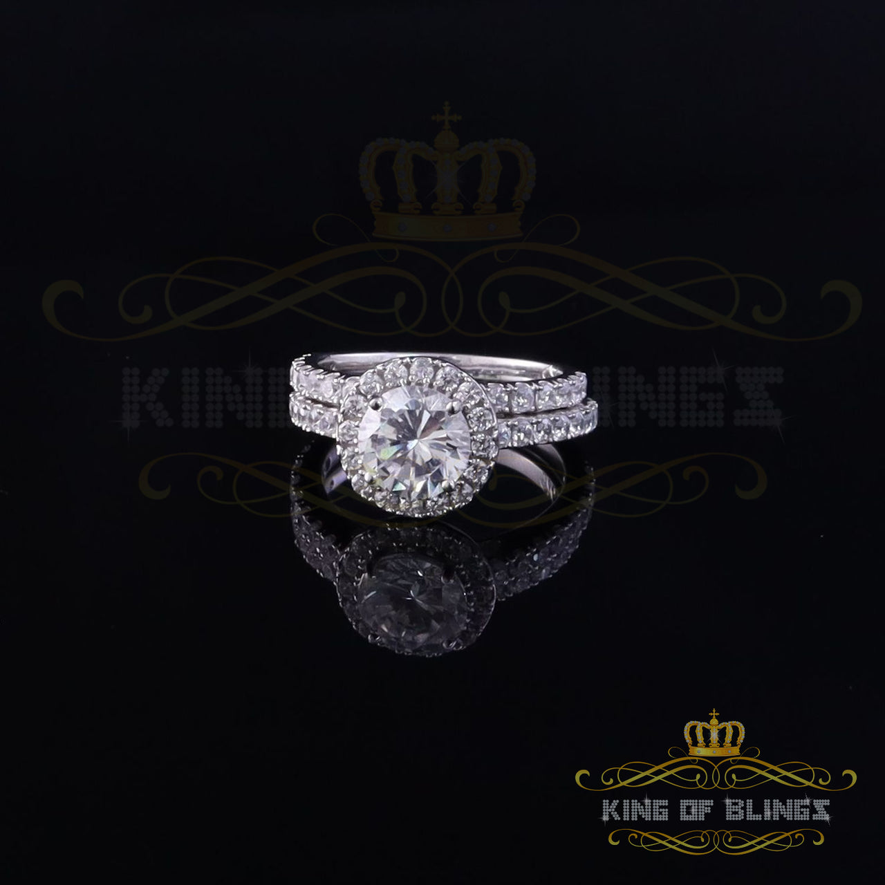 King Of Bling's4.58ct White Cubic Zirconia 925 Sterling Silver Bridal Fashion Womens Ring SZ 7