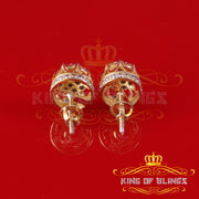 King of Blings-0.07ct Diamond 925 Sterling Yellow Silver For Men's & Womens Stud Round Earring KING OF BLINGS