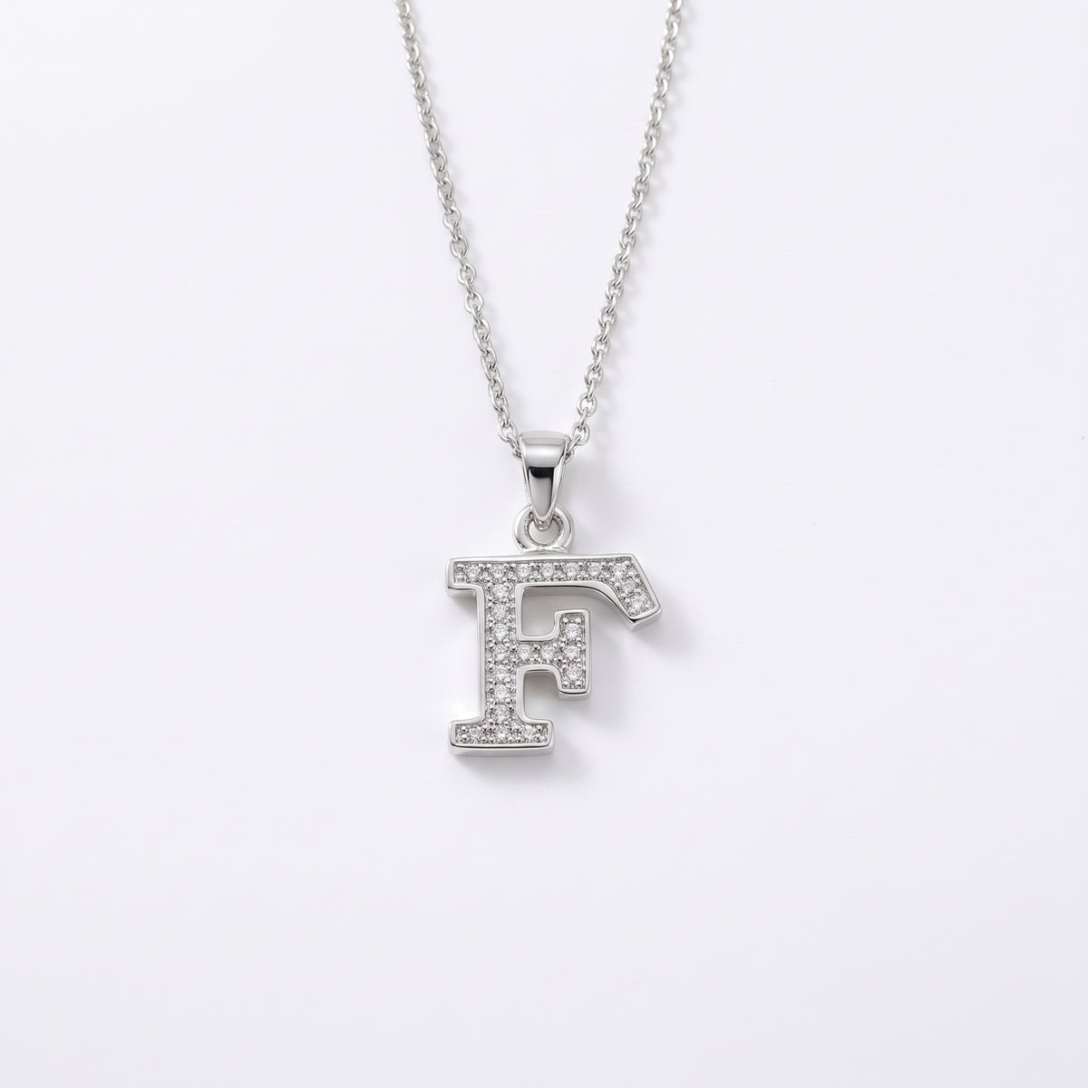 King Of Bling's Attractive Sterling SilverAll Alphabet Letter White Pendant with Cubic Zirconia KING OF BLINGS