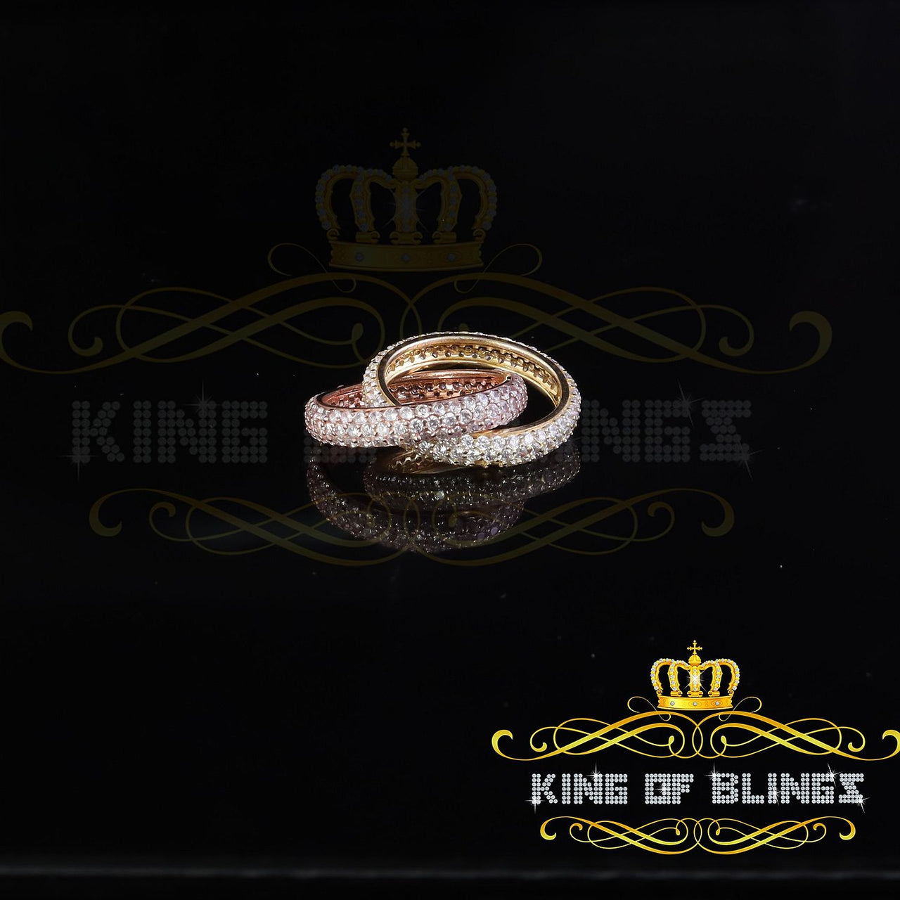 King Of Bling's925 Silver White Round Brilliant Cubic Zirconia With Womens Emerald Ring Size 6