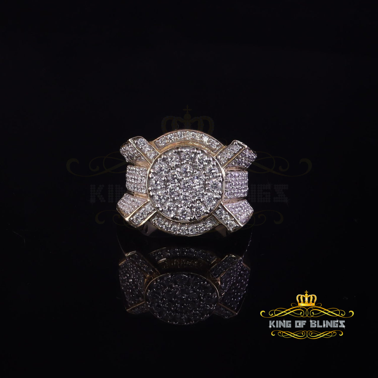 King Of Bling's 925 Silver Yellow Rhodium Plated 5.37ct Cubic Zirconia Cocktail Womens Ring SZ 8