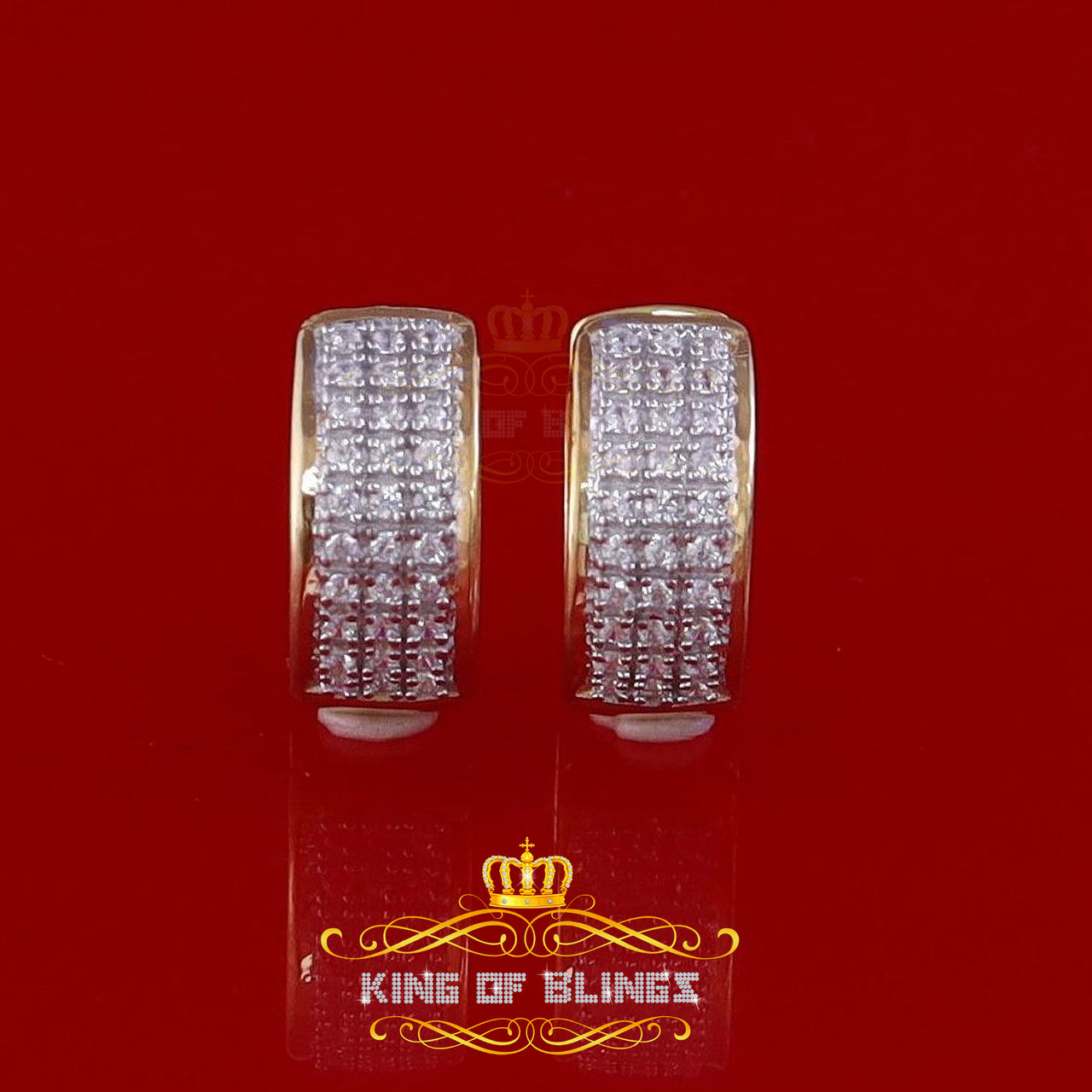 King of Bling's Yellow 925 Sterling Silver 0.40ct Cubic Zirconia Women's & Men's Hoop Earrings