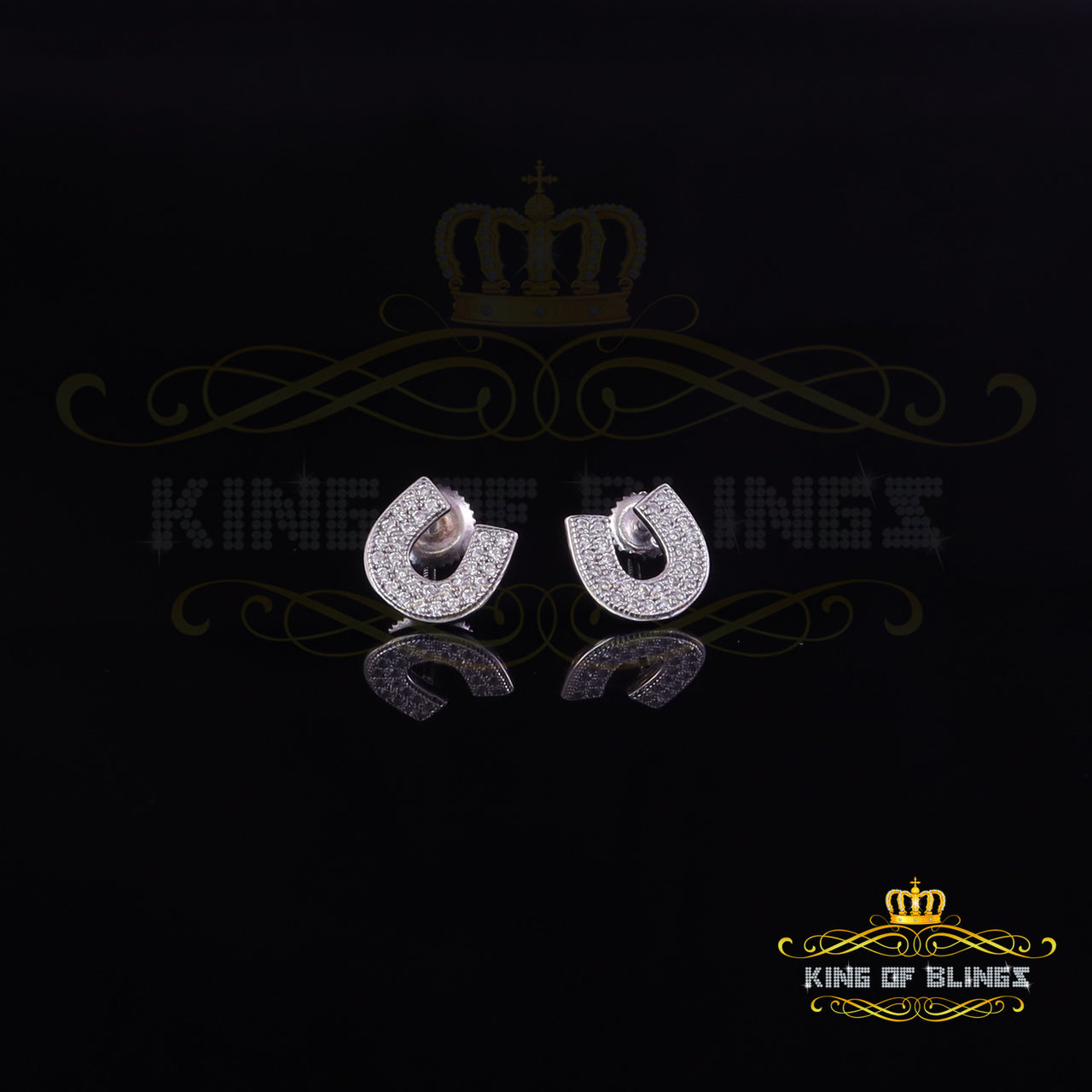 King of Bling's 0.33ct 925 White Silver Round Dangling Hip Hop For Women's & Men's Earring