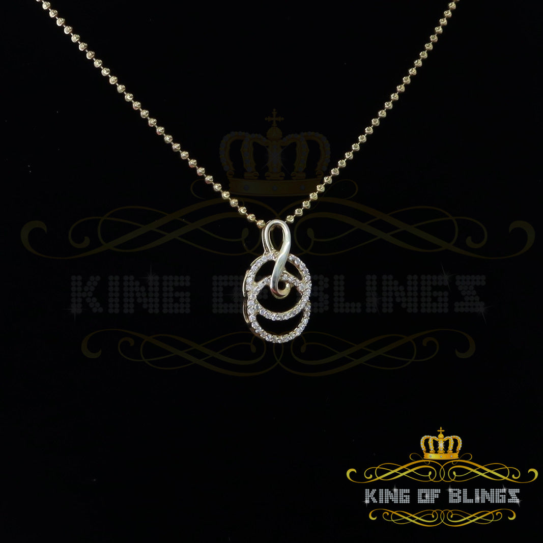 King Of Bling's Fashion Sterling Silver 925 Charm Necklance Yellow Pendant 1.44ct Cubic Zirconia