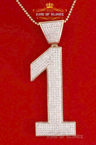 Beautiful Yellow 925 Silver Numeric Number 1 Pendant with 26.78ct Cubic Zirconia KING OF BLINGS