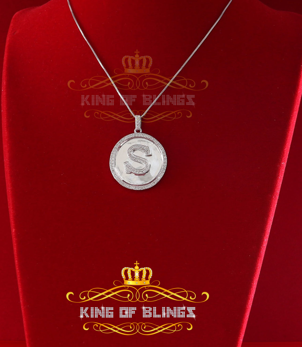10K Real White Gold 0.25CT Diamond Men's and Women's Initial "S"Pendant