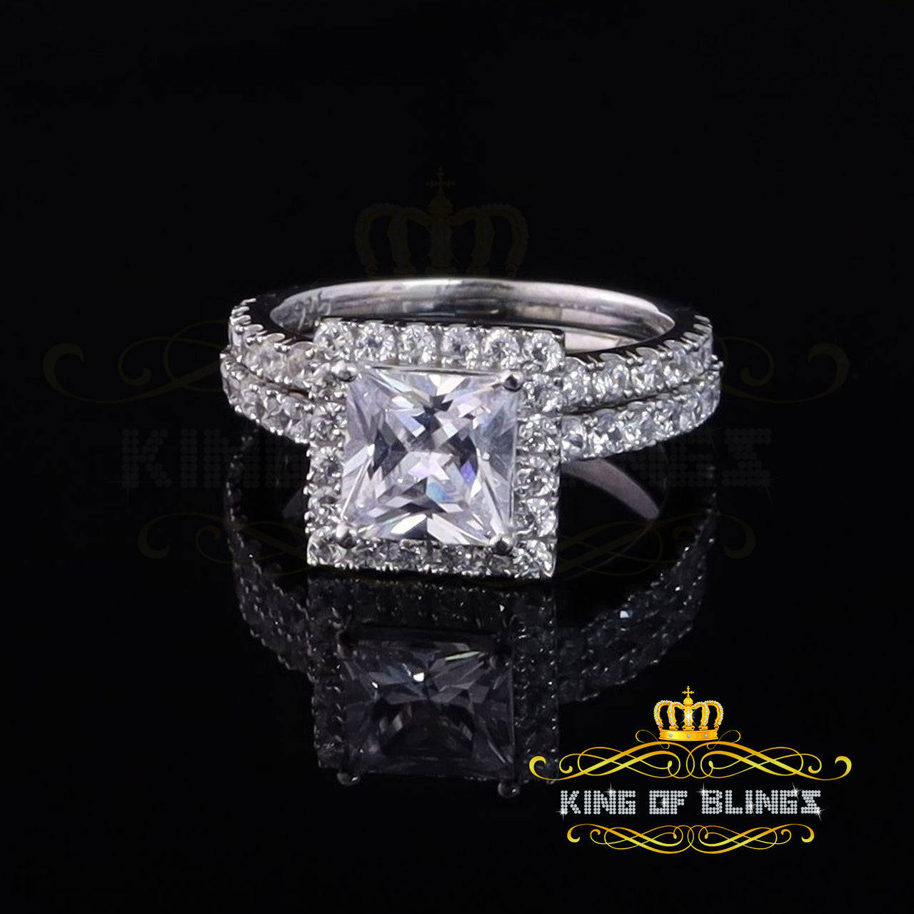 King Of Bling's5.22ct White Cubic Zirconia 925 Sterling Silver Bridal Style Womens Ring SZ 7