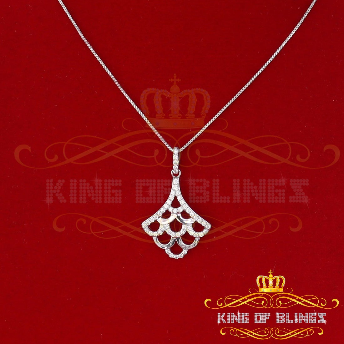 King Of Bling's King of Bling's White Sterling Silver Charming Necklace Pendant Cubic Zirconia