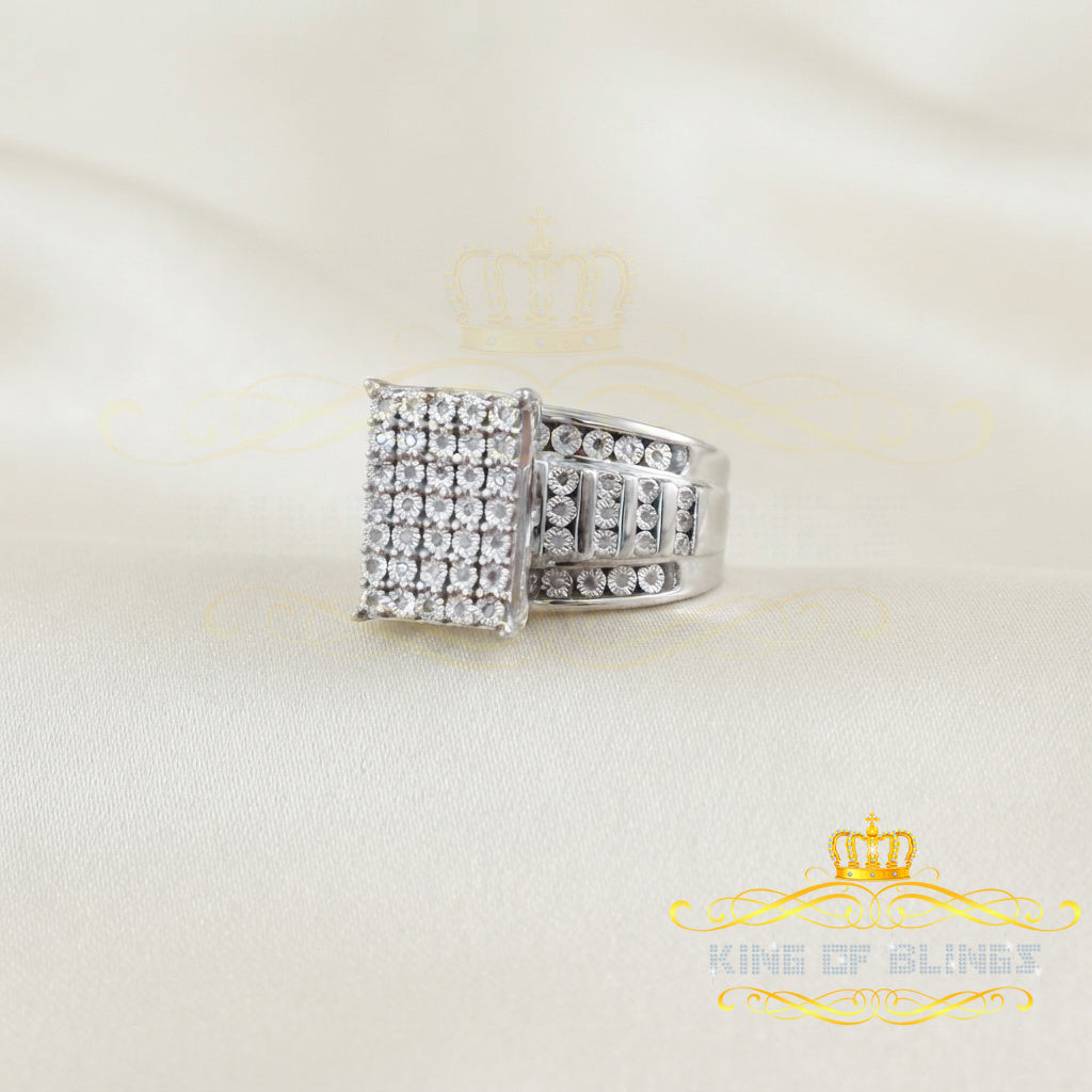 King Of Bling's White Cinderella Rectangle Real 0.25ct Diamond 925 Silver Womens Ring Size 7 KING OF BLINGS