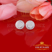 King of Blings- 925 White Sterling Silver 0.78ct Cubic Zirconia Hip Hop Round Earring for Women KING OF BLINGS