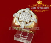King Of Bling's Yellow Silver Square 1.70ct Cubic Zirconia Men's Adjustable Ring From SZ 9 to 11 KING OF BLINGS