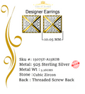 King of Bling's 925 Yellow Silver Screw Back 2.19ct Cubic Zirconia Hip Hop Women Hexagon Earring KING OF BLINGS