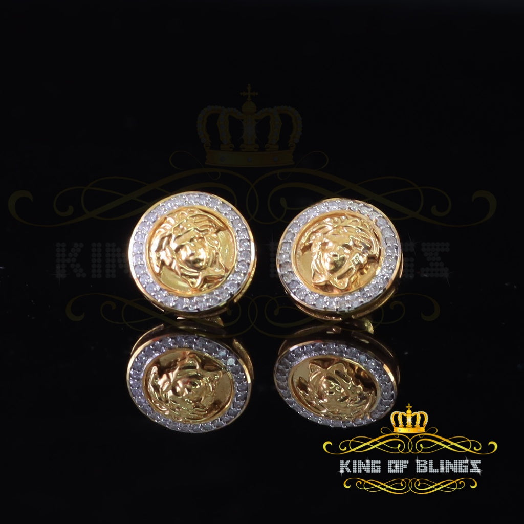 King Of Bling's Real 10k Yellow Gold with Real 0.25CT Diamonds Stud Earrings For Women And Men