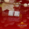 King of Blings- 925 Silver White Elegant 0.99ct Square Screw Back Cubic Zirconia Women's Earring KING OF BLINGS