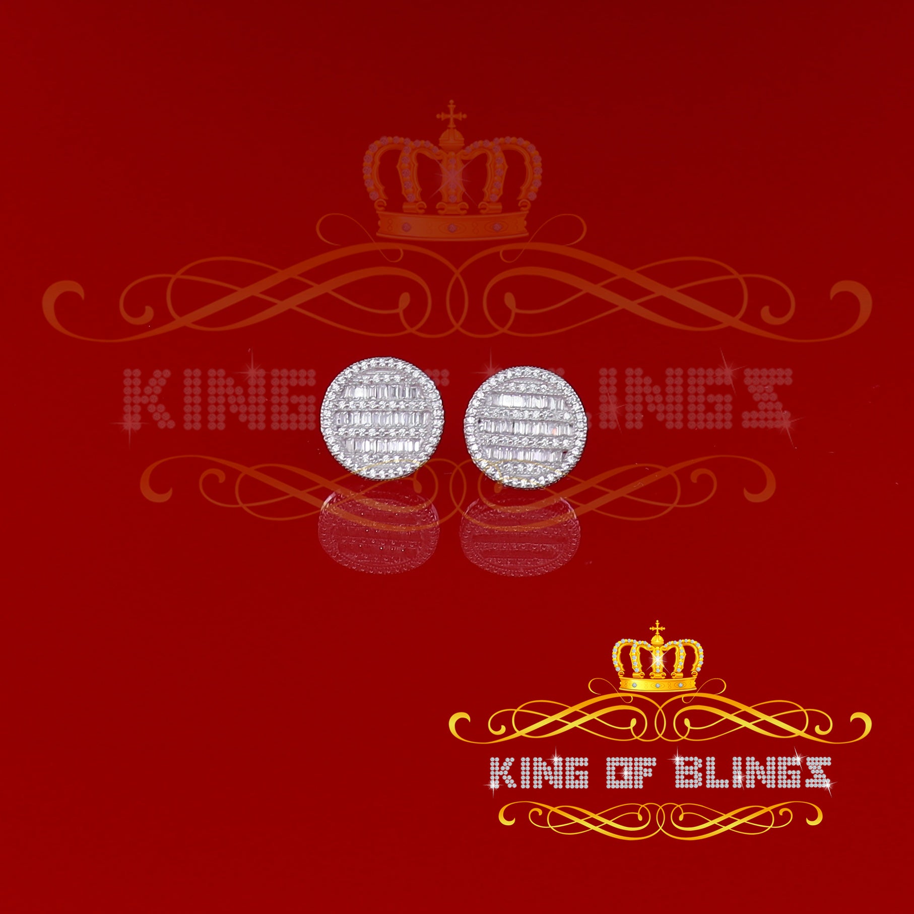 King of Blings- 0.68ct Cubic Zirconia 925 Sterling White Silver Round Men's & Women's Earrings KING OF BLINGS