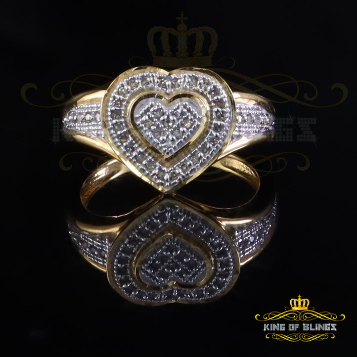 King Of Bling's Yellow Sterling Silver 0.15CT Diamond Shiny Womens Promise Heart Ring Size 7 KING OF BLINGS