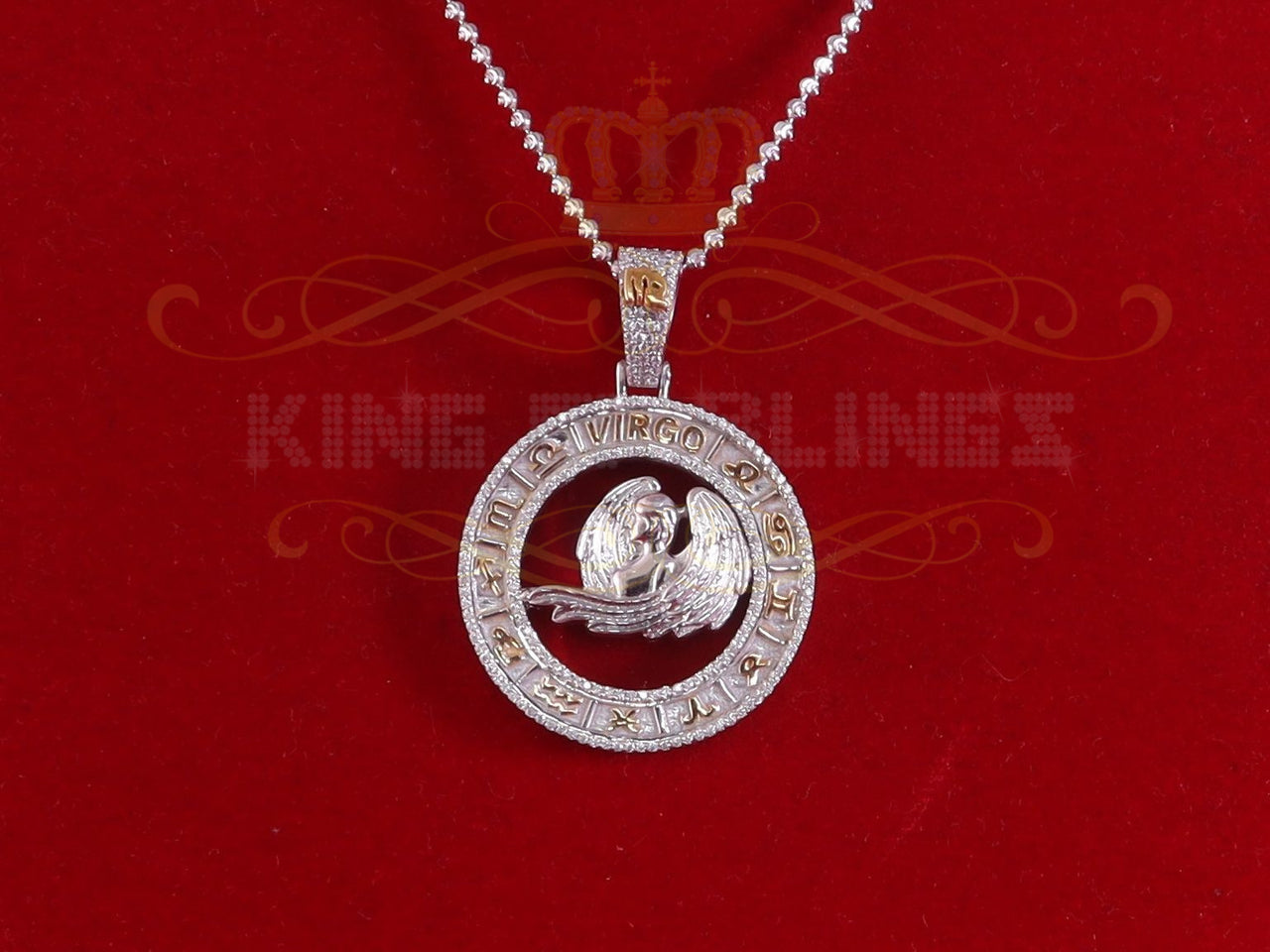 King Of Bling's VIRGO Pendant For Men's & Women's 1.77ct Cubic Zirconia Sterling White Silver