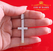 Attractive Fancy 925 Sterling White Silver CROSS Pendant 1.41ct Cubic Zirconia KING OF BLINGS