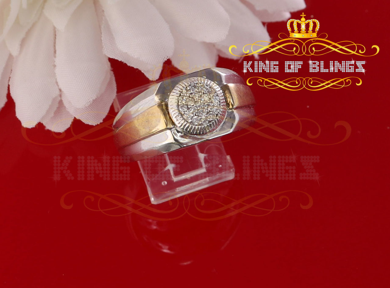 King Of Bling's 925 Sterling Silver White 0.38ct Cubic Zirconia Wide Band Men's Ring Big SZ 11.5