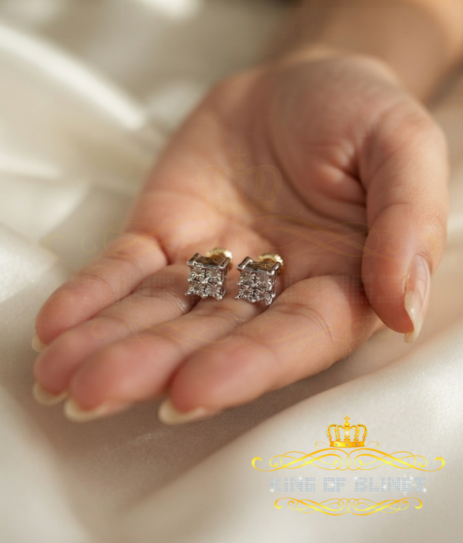 King Of Bling's 0.03ct Diamond Stud Earrings For Women Yellow 925 Sterling Silver Stud For Men KING OF BLINGS