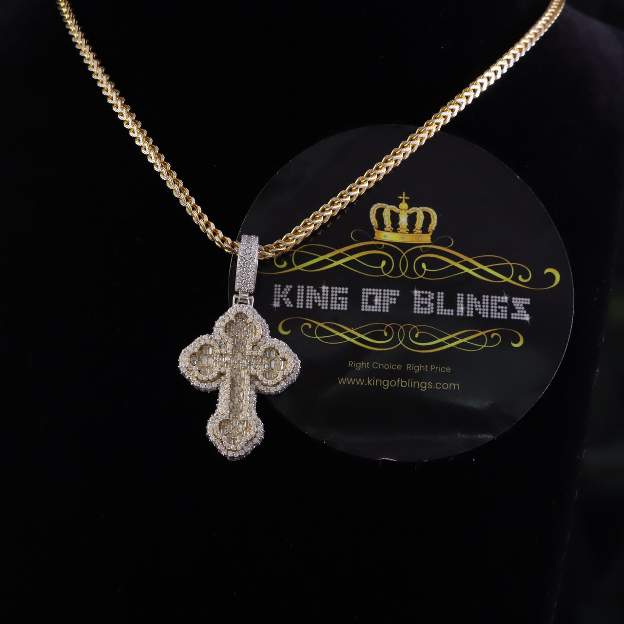 King Of Bling's New Yellow Buttony Cross 925 Silver 4.50ct VVS D Moissanite Pendant Men's/Womens KING OF BLINGS