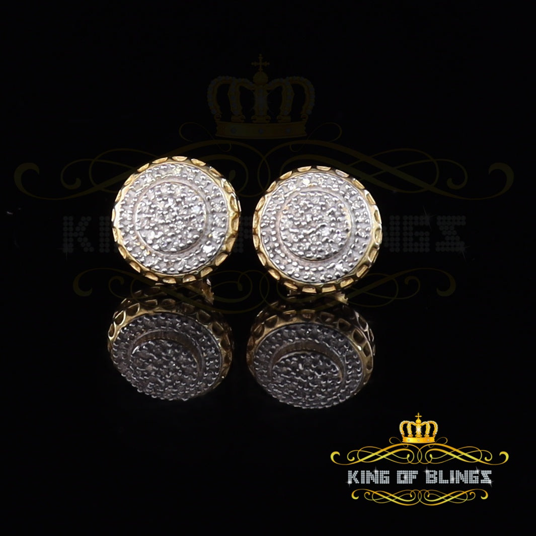 King Of Bling's 10K Real Yellow Gold w/Real 0.33CT Diamond Men's/Women's Stud Round Earring