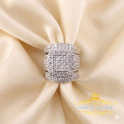 King Of Bling's12.60ct Cubic Zirconia White Sterling Silver Men's/ Women 3PC Wedding Rings SZ 9 KING OF BLINGS