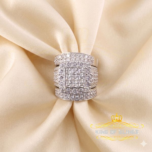King Of Bling's12.60ct Cubic Zirconia White Sterling Silver Men's/ Women 3PC Wedding Rings SZ 9 KING OF BLINGS