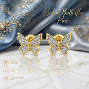 King of Bling's Women's 0.34ct Cubic Zirconia Butterfly Stud Earring Yellow 925 Sterling Silver KING OF BLINGS