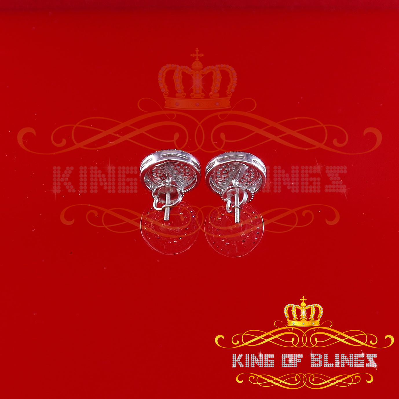 King of Blings- Aretes Para Hombre 925 White Silver 1.07ct Cubic Zirconia Round Women's Earrings KING OF BLINGS