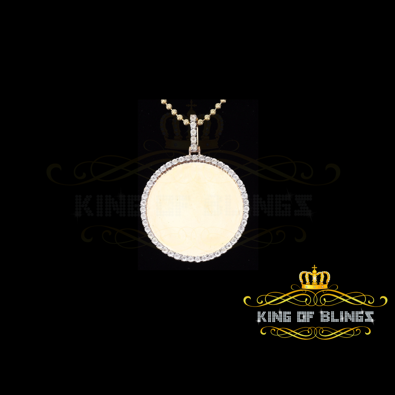 King Of Bling's Real 0.25ct Diamond 925 Sterling Silver 2" PICTURE Charm Fashion Yellow Pendant