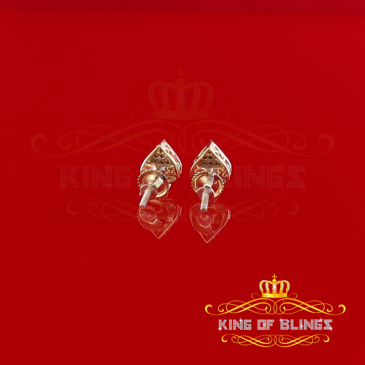 King of Blings-925 Sterling Silver Yellow 0.05ct Diamond For Women's & Men's Stud Heart Earring KING OF BLINGS