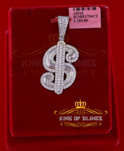 King Of Bling's White 925 Sterling Silver Dollar Sign Pendant with 3.05ct Cubic Zirconia Stone KING OF BLINGS