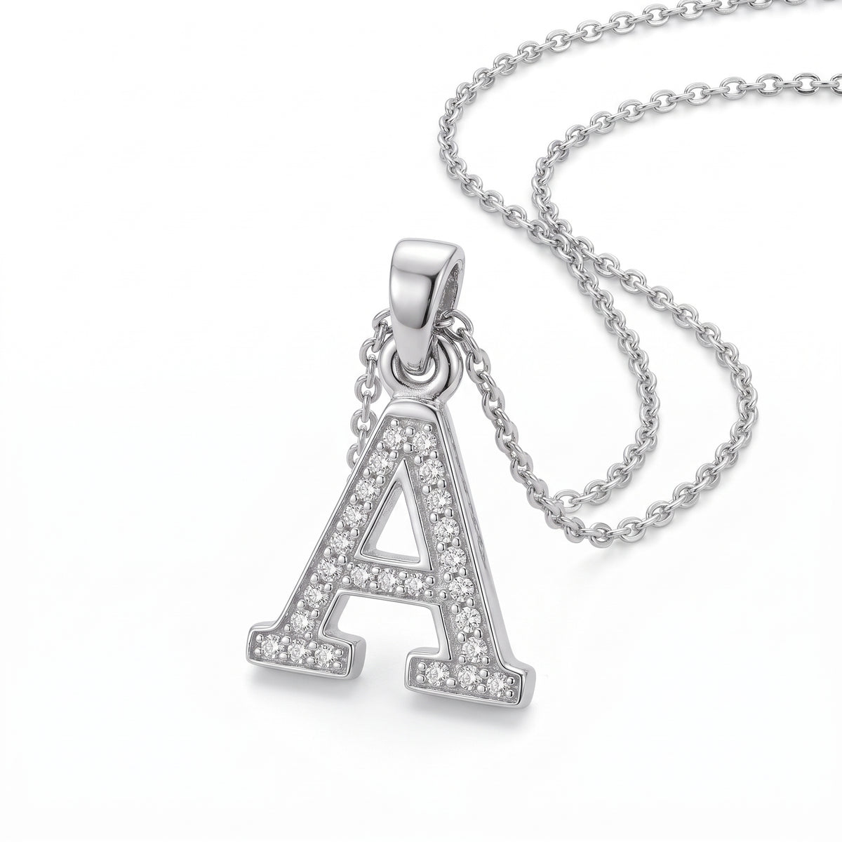 King Of Bling's Attractive Sterling SilverAll Alphabet Letter White Pendant with Cubic Zirconia KING OF BLINGS