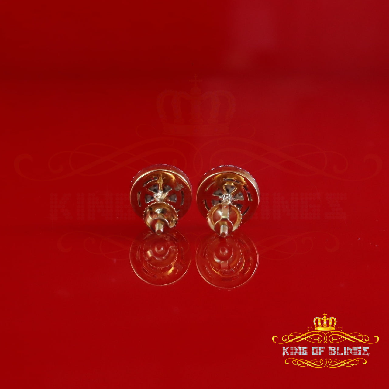 King  of Bling's New Yellow Floral 0.66ct VVS 'D' Moissanite Men/Womens 925 Silver Stud Earrings KING OF BLINGS