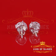 King Of Bling's 0.10ct Diamond 925 Sterling White Silver for Men's & Womens Stud Round Earrings KING OF BLINGS