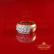 King of Bling's 1.50ct VVS D Moissanite For Men's & Women's Silver Yellow Cuban Band Ring SZ 8 King of Blings